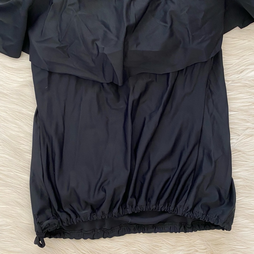 Mermaid Maternity Black Ruffle Cold Shoulder Drawstring Hem Tankini Swimsuit Top - Picture 8 of 11
